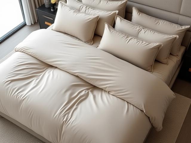 Luxurious silk bedding in a modern bedroom setting